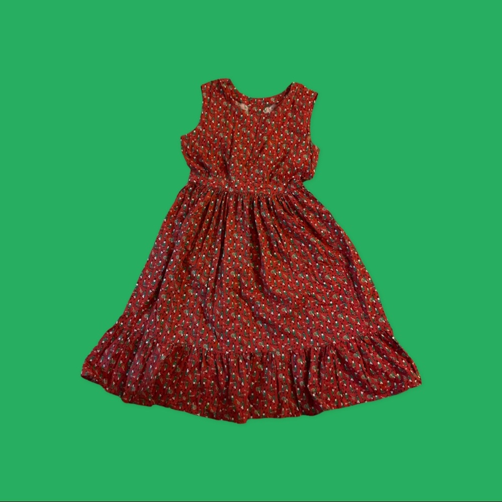 Christmas Holiday Vintage Handmade Red Band Print Apron